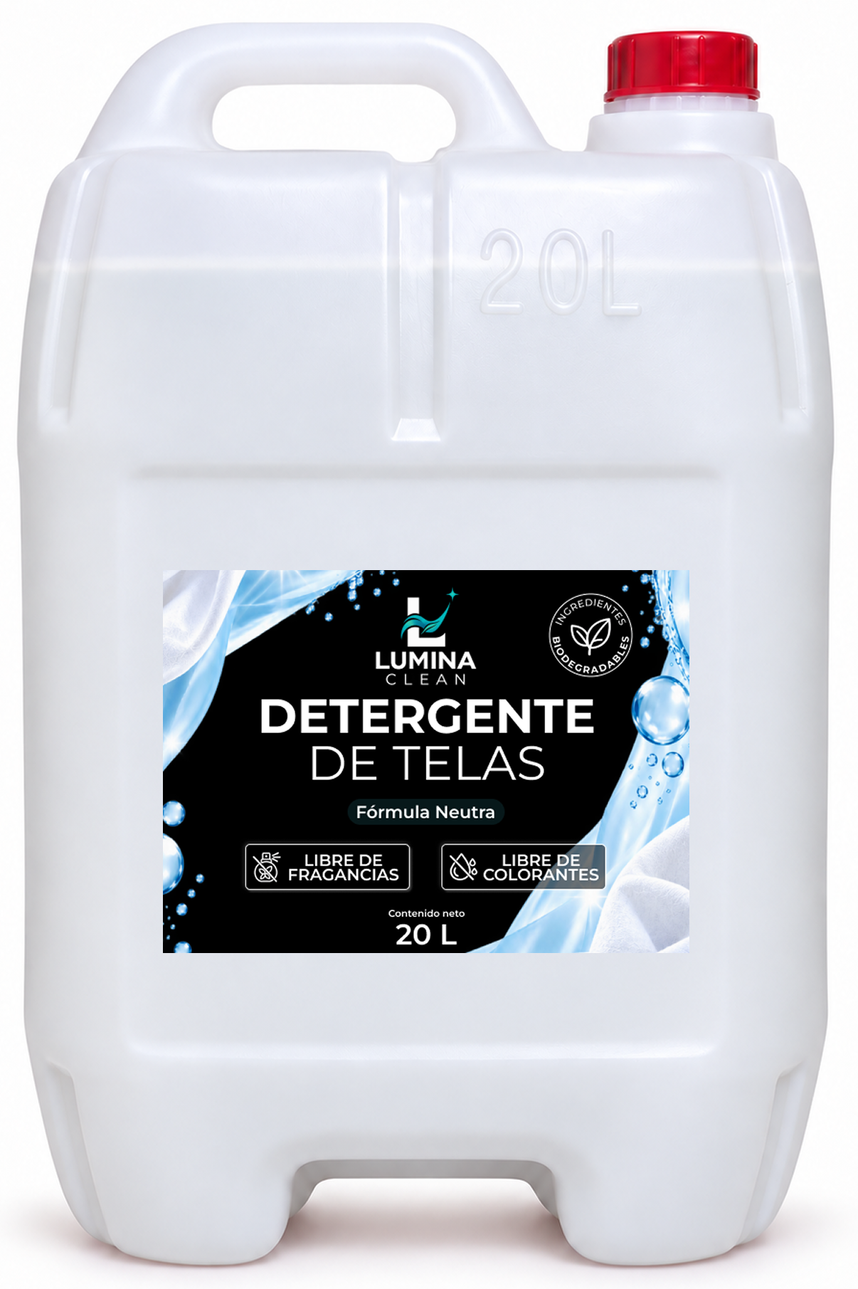 Detergente de telas fórmula neutra Lumina Clean de 20 litros